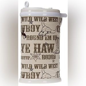 Glenna Jean Ubbi Diaper Pail Cover “Carson Text” Cowboy Wild West